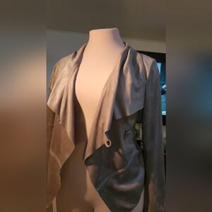 Soft Surroundings Gray Draped Jacket (faux suede)